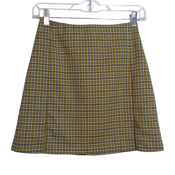 John Galt Plaid A-Line Skirt Yellow and Blue Preppy Academia Clueless Size S - Picture 1 of 6